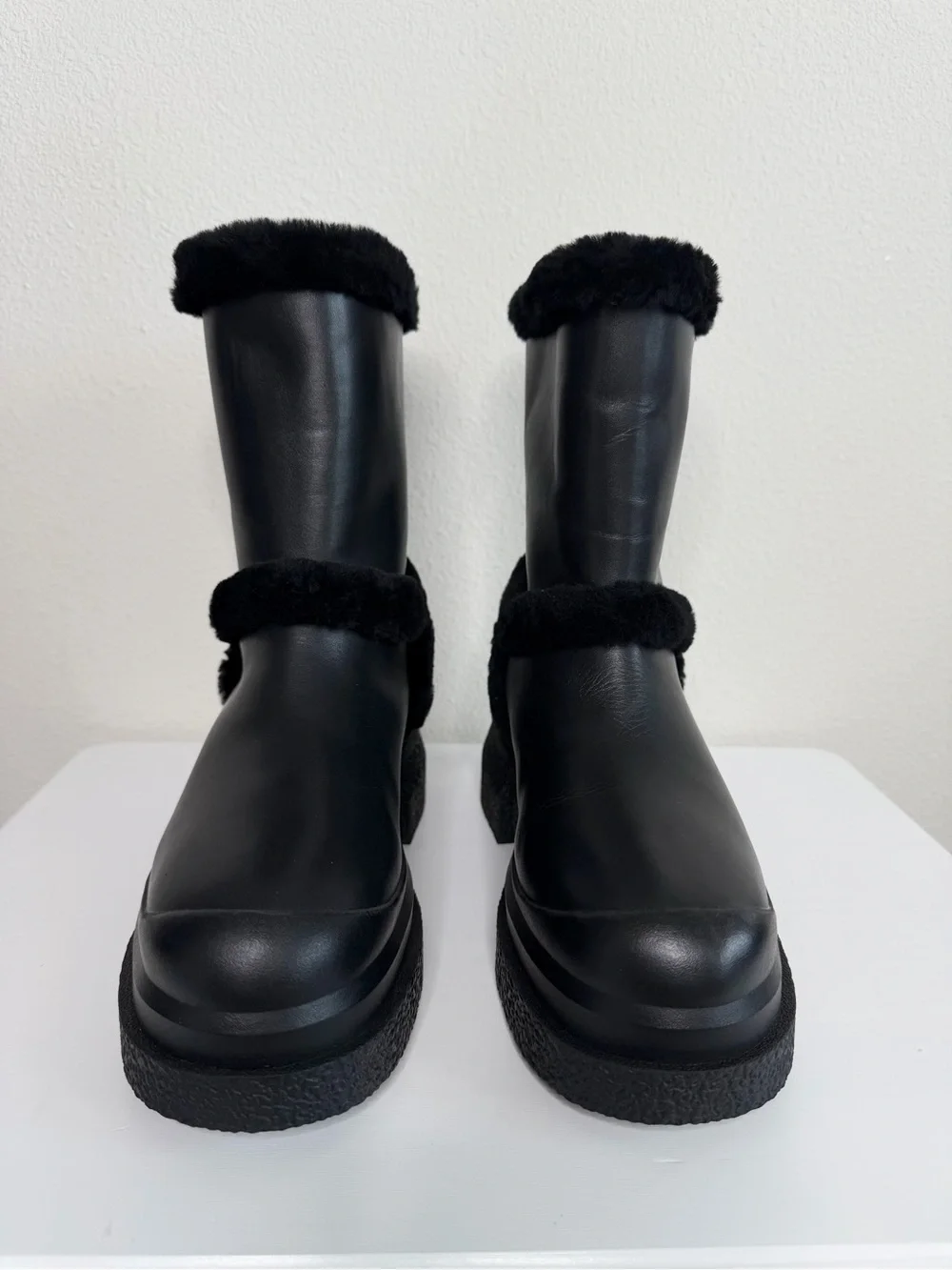 Stuart Weitzman Charli Cozy Sportlift Booties Faux Fur Platform Winter Boots 8.5